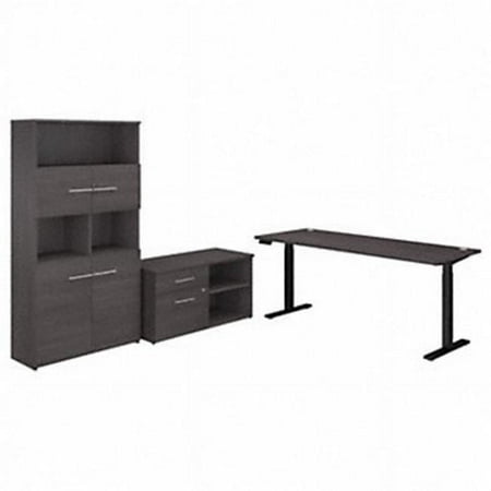 UPC: 0042976114473 | Bush Business Furniture Office 500 27-47 Adjustable Desk w/Storage and Bookcase Storm Gray