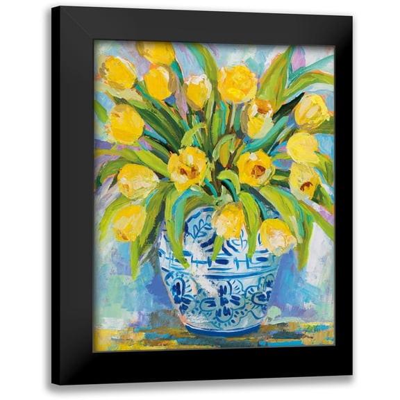 Vertentes, Jeanette 12x14 Black Modern Framed Museum Art Print Titled - Ginger Jar Tulips