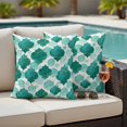 thumbnail image 4 of Green Geometric Moroccan Outdoor Waterproof Pillow Covers, Abstract Art Teal Ombre Modern Decorative Square Throw Pillowcase Sofa Cushion Sham for Patio/Couch/Chair, 26"x26" 2 Pack, 4 of 8