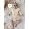 thumbnail image 4 of Spewahor Infant Baby Girl Fall Romper Dress 0 3 6 9 12 18 Months Crew Neck Long Sleeve Floral Print Lace Tutu Dresses Bodysuit with Headband, 4 of 9