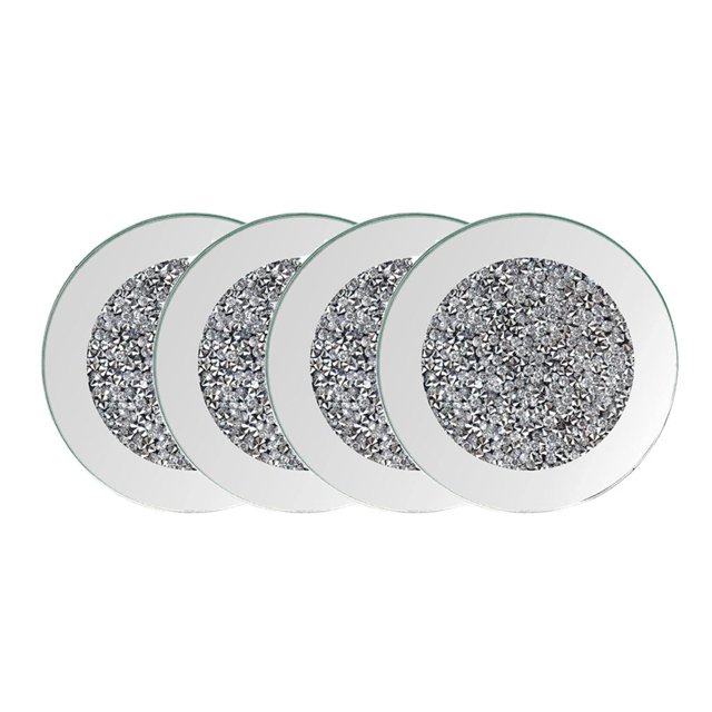 Matsuzay 4Pcs Mirrored Exquisite Stain-Resistant Insulation Placemat Supplies Bar Mats Dinner Cup Dining Restaurant Household Cocina y Comedor Matsuzay HA036093-00