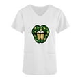 thumbnail image 4 of BiZtdJrK St Patricks Day Scrubs for Women Funny Shamrock Print Tees Shirts Loose Fit Casual V Neck Scrub Tops Summer Vacation Outfits White L Todays Sales, 4 of 5