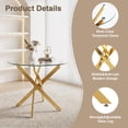 thumbnail image 3 of 35" Round Glass Dining Table, Paproos Dining Table for 4, Kitchen Table with Gold Plated Metal Legs, Minimalist Glass Dining Room Table for Kitchen, Gold(Only Table), 3 of 5