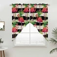thumbnail image 2 of Swag Valance Curtains for Windows, Pink Flamingo Light Filtering Kitchen Curtains with Rod Pocket, Palm Leaf Black Striped Tropical Plant Window Treatment Valances for Living Room, 28x36 - 2 PCS, 2 of 9