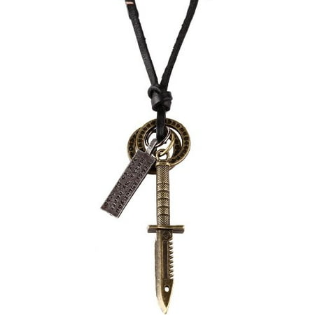 - BodyJ4You® Mens Chain Vintage Swords Pendant with Adjustable Leather Necklace Chain