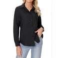 thumbnail image 6 of Siliteelon Casual Button Down Shirts for Women Black Long Sleeve Wrinkle Free Dress Shirts Work Office Blouse Tops with Pocket, 6 of 8