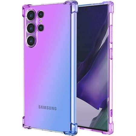 Phone Case for Galaxy S24 Ultra Case Samsung S24 Ultra Case Cute Clear Gradient Slim Shockproof TPU Back Phone Protective Cover for Samsung Galaxy S24 Ultra purple/blue