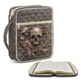 thumbnail image 2 of Xixirimido Bible Cover Case for Women Men Large Bible Cover with Handle Quilted Bible Carrying Case Bag Bible Study Supplies Accessories, Abstract Skull & Rose Floral Print, 2 of 7