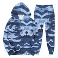 thumbnail image 2 of yuCgh Men's Casual and Personalized Printed Long Sleeve Hooded Sweatshirt and Sweatpants Two-Piece Set, Athletic Leisure Outfit for Gym, Lounge and Everyday Wear,Blue M, 2 of 6