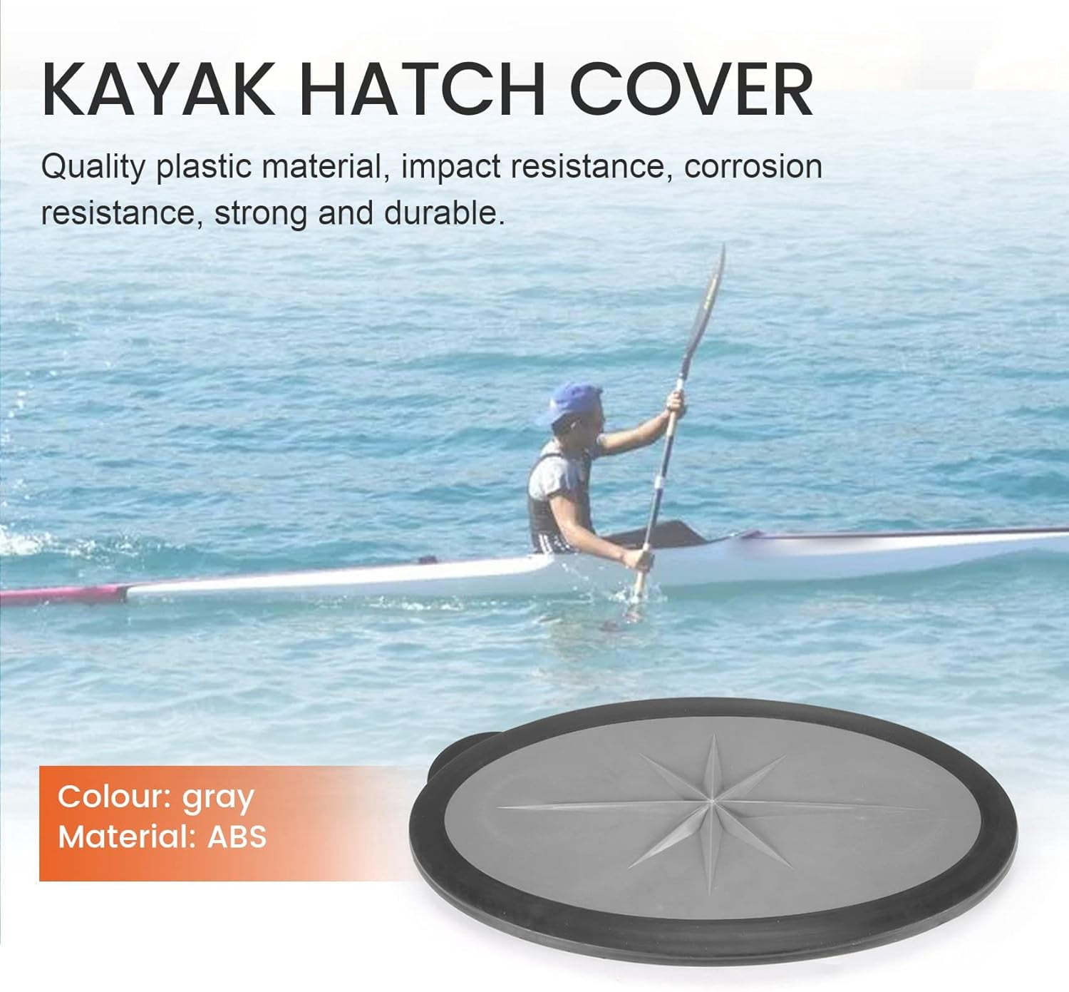 Gray Kayak Hatch Cover Boat Deck Plate Waterproof Accessory for Kayak Canoe
