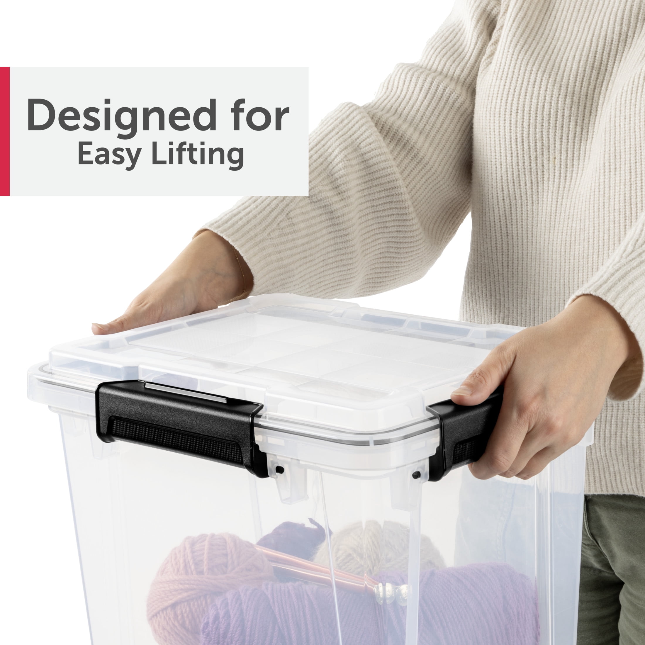 Sterilite Small Gasket Box, 19 Quart IP68 WaterProof Clear Plastic Storage Bin with Lid, Gasket Seal and Durable Latches, Black