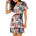 thumbnail image 2 of Sikiie Patchwork In Country Style Print Women's Short-sleeved Nightdress, Round Neck Pullover Nightdress Pajamas Summer Home Wear, 2 of 6