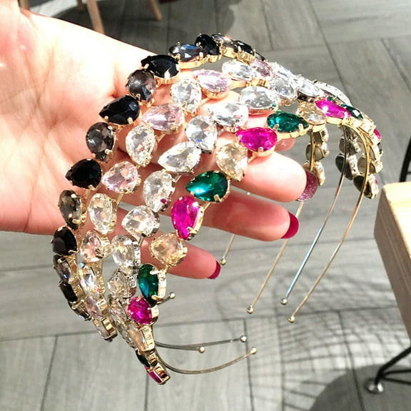 Ludlz Women Metal Crystal Rhinestones Headbands Rainbow Headbands Tiara Girls Hair Accessories