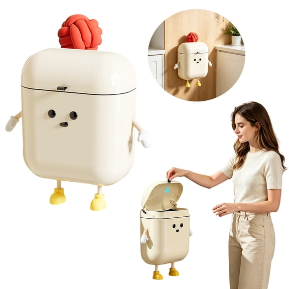 LLDYYDS Wall Mounted Trash can with Lid 9L Hanging Kitchen Compost Bin Cabinet Door Waste Container Space Saving Plastic Garbage Bin