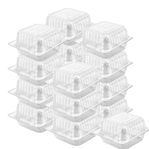50 Count Clear Plastic Hinged Take Out Containers Clamshell Takeout Tray Food Clamshell Containers Outside Diameter 5.3 x 4.7 inch for Dessert, Snacksetc, Cakes Slice, Cookies, Salads
