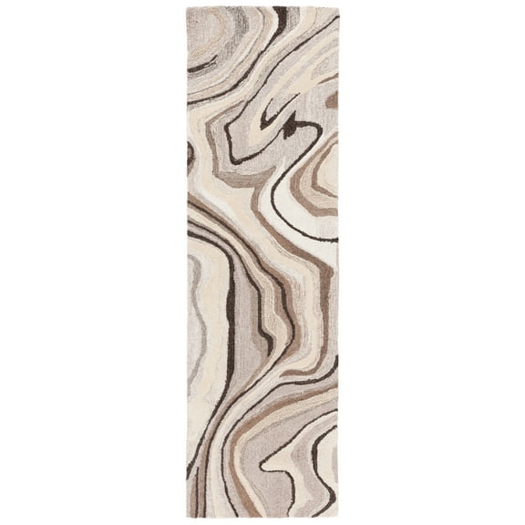 SAFAVIEH Metro Bedelia Wavy Marble Runner Rug, Brown/Ivory, 2'3" x 8'