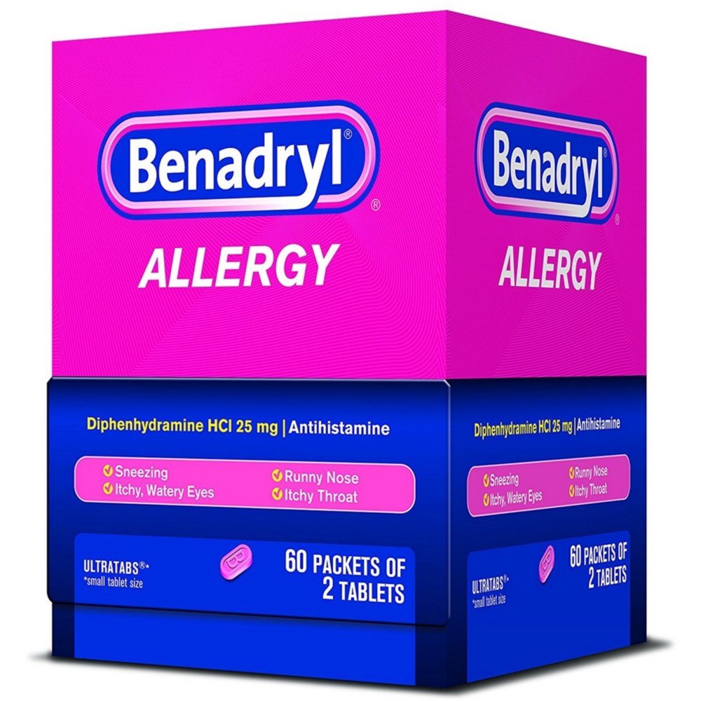 Benadryl Allergy Ultratab Packet Dispensers 60 ea (Pack of 2) Walmart