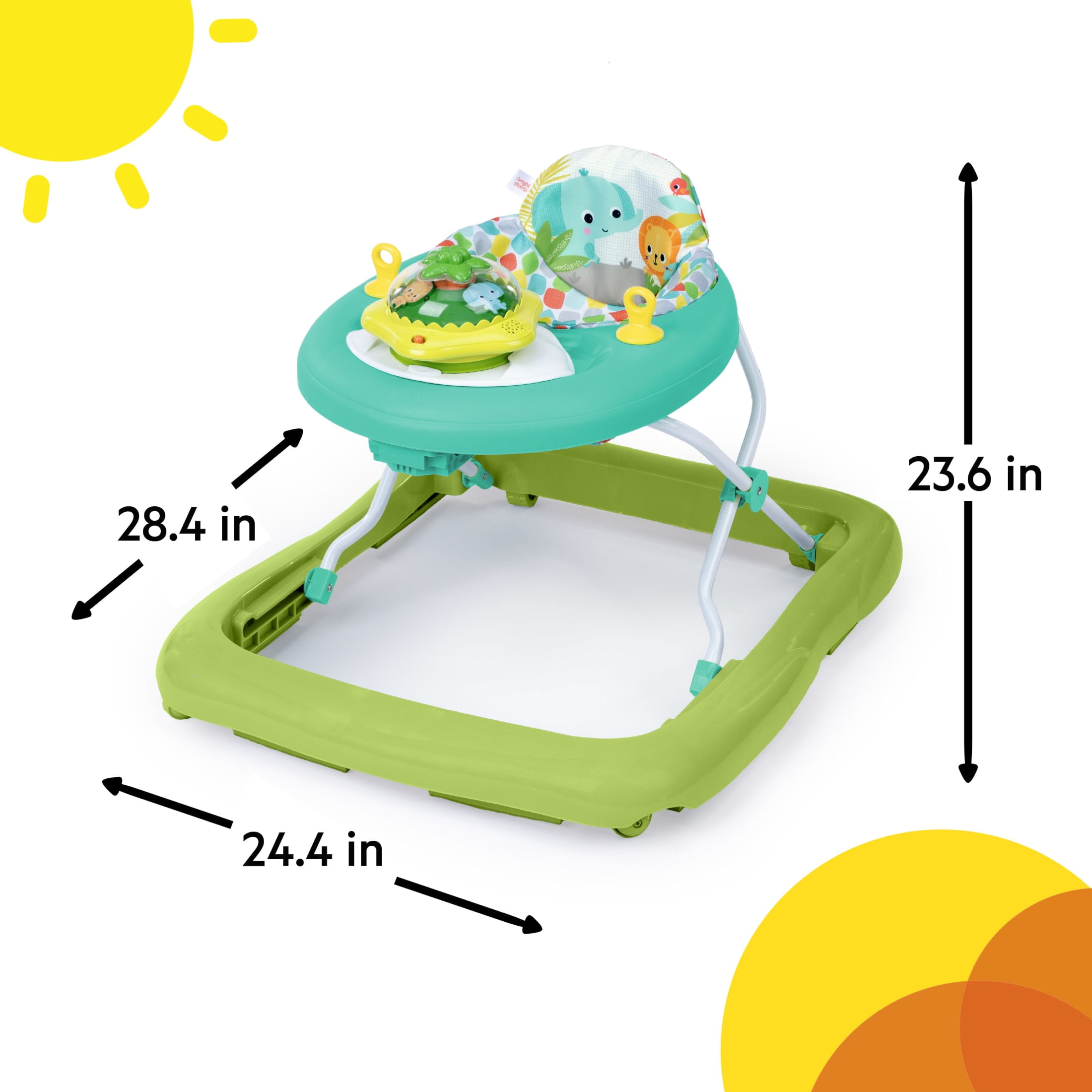 Bright Starts Wanderlights 2-in-1 Baby Walker for Infants, Blue, Green