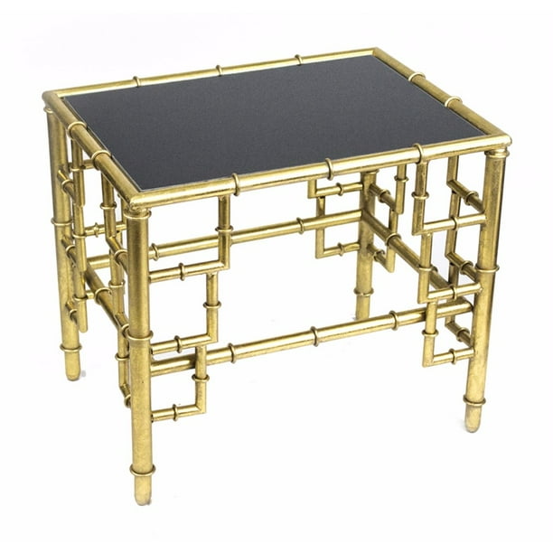 Bamboo Side Table table, Gold/Black
