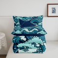 thumbnail image 5 of Manfei Cartoon Manta Ray King Size Comforter Sets, Anime Ocean Wave Comforters King Size, Teal Blue, Blue Reversible, 3pcs, 1 Comforter and 2 Pillowcases, 5 of 7