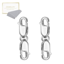 Alexcraft Lobster Claw Clasps - 2Pcs Thicked Silver Plated Lobster Clasp Rectangle Lobster Clasp for Jewelry Making DIY Necklace Bracelet Crafts