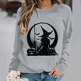 thumbnail image 2 of Jsaierl Womens Halloween Sweatshirts Funny Witch Graphic Pullovers Fall Holiday Round Neck Long Sleeve Sweater Tops Halloween Party Supplies, Sizes S-2XL, 2 of 7