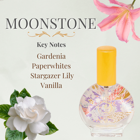 Moonstone Organic Mini Perfume Spray by Sage- 1/2 oz, Vegan & Cruelty-Free, Floral Scent, Gardenia, Paperwhites, Stargazer Lily