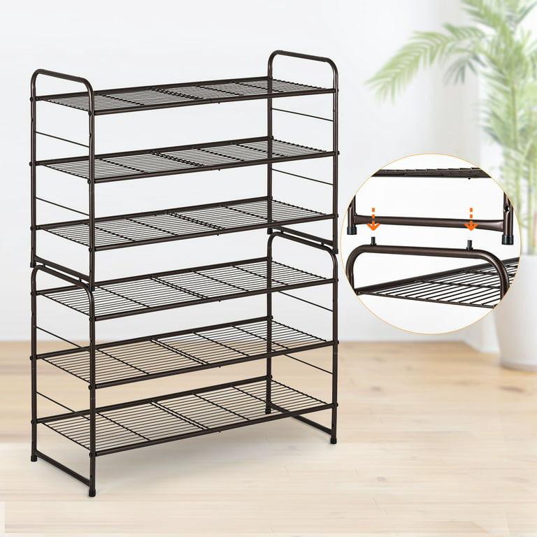 Auledio 3-Tier Shoe Rack, Stackable & Adjustable Wire Grid Shoe Shelf  Storage Organizer for Closet Entryway Bedroom - Bronze