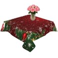 thumbnail image 2 of Red Christmas Table Cloth Waterproof Tablecloths, Winter Xmas Balls Snowflake Pine Branches Tablecloth Dining Table Cover for Kitchen Party Tabletop Outdoor, Square Tablecloth 60x60 Inch, 2 of 9