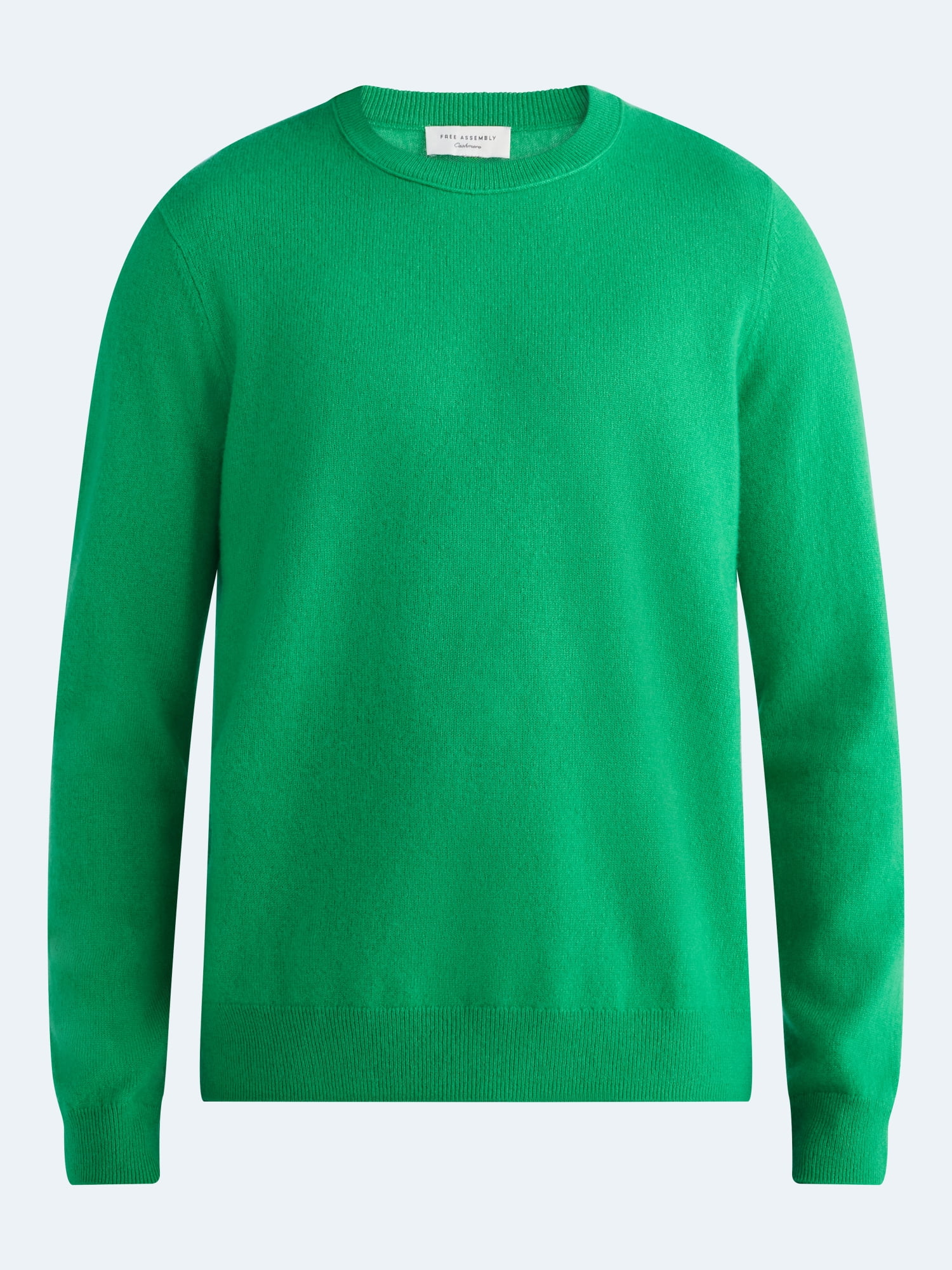 Free Assembly Men’s Cashmere Crewneck Sweater with Long Sleeves, Midweight, Sizes XS-2XL