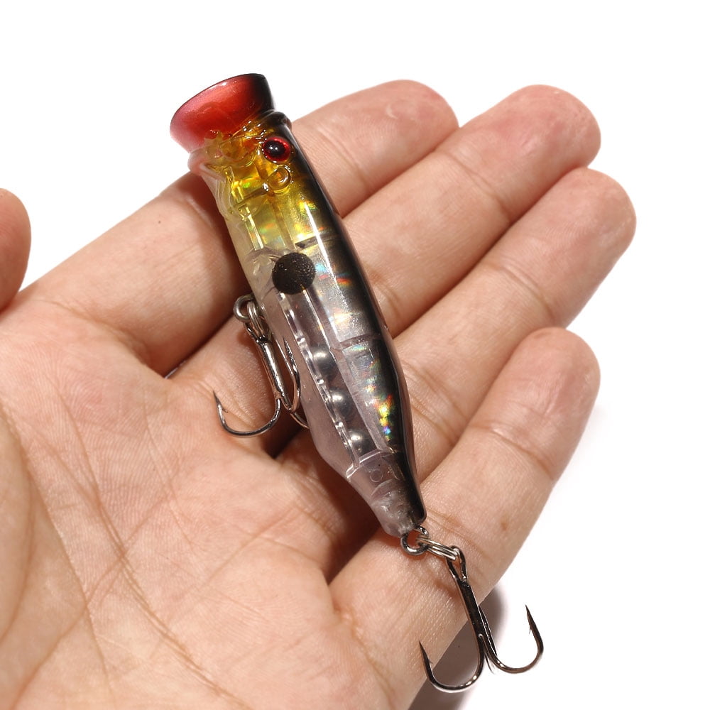 HENGJIA Pack of 6 Fishing Popper Lure, Fishing Topwater Lures Bass Lures Fishing Plugs Hard Baits Top Water Poppers Fishing Lures 2.83in/0.34oz