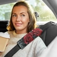 thumbnail image 6 of Car Seat Strap & Belt Covers - Flannel Material, Velcro Design, All-Season Use, 2-Piece Set (S&M Sizes)，Red Roses, 6 of 8