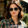 thumbnail image 5 of KANASTAL Aviator Sunglasses Polarized for Men Women, Sping Hinge Silver Frame Shades Sun Glasses Retro Driving Summer Vacation Beach Gradient Green Lens, 5 of 7