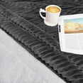 thumbnail image 5 of PAVILIA Reversible Sherpa Fleece Throw Blanket Twin Dark Grey, Soft Fuzzy Plush Flannel Throw, Warm Ribbed Microfiber Blanket for Sofa Couch Bed, Thick Striped Blanket, Grey, 60x80, 5 of 7