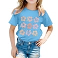 thumbnail image 1 of PMVFHDE Hauts pour Filles Hauts Basiques Tendance pour Fille Manches Courtes T-Shirts pour Fille Grande Taille T-Shirts Graphiques Imprimés Col Rond Manches Courtes T-Shirt Bleu, 8-9 Ans, 1 of 5