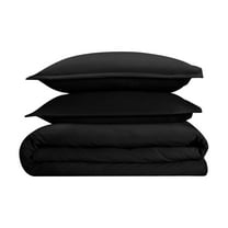 1000 Thread-Count 100% Egyptian Cotton 3 Piece Duvet Cover and Pillow Shams, Premium Hotel Comforter Quilt Cover Sateen Weave with Zipper Closure, Corner-Ties - Twin, Black