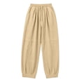thumbnail image 4 of HomeDM Women's Pants Drawstring High Waisted Lounge Trousers Khaki Loose Athletic Work Pants with Pockets Size L, 4 of 6