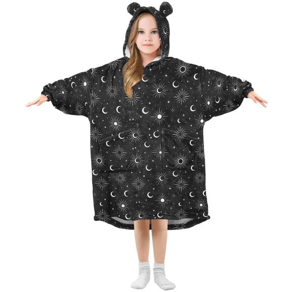 Wearable Blanket Hoodie Oversized Blanket Hoodie for Boys Girls Teens 3-14YR Moon