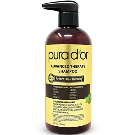 pura d'or advanced therapy shampoo reduces hair thinning & increases volume, sulfate free