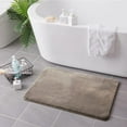 thumbnail image 2 of Taupe 2 Piece Ultra Soft Faux Rabbit Fur Non-Slip Absorbent Bathroom Bath Mat Set, 2 of 5