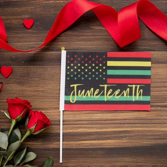 Masteelf 100PCS Small Handheld American Flags African American Hand Waving Flags Miniature Bunting on Sticks for Independence Day Memorial Day and Parades