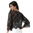 thumbnail image 2 of YEAHDOR Womens Hollow Lace Cardigan Long Sleeve Sequins Bolero Shrug Casual Shawl Black One Size, 2 of 5