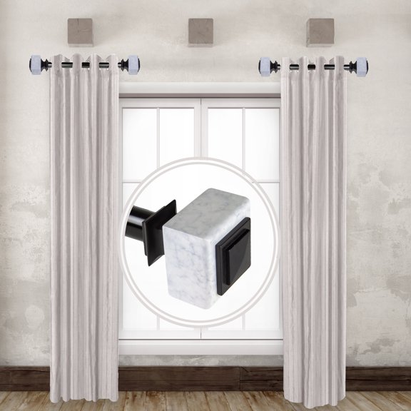 Majom 1" dia. Single Curtain Side Rod 12-20 inch long (Set of 2) - Black