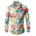 thumbnail image 5 of Aueoeo Men Floral Dress Shirts Long Sleeve Casual Button -Down Flower Printed Cotton Shirts (Available In Big Size) Multicolor L, 5 of 5