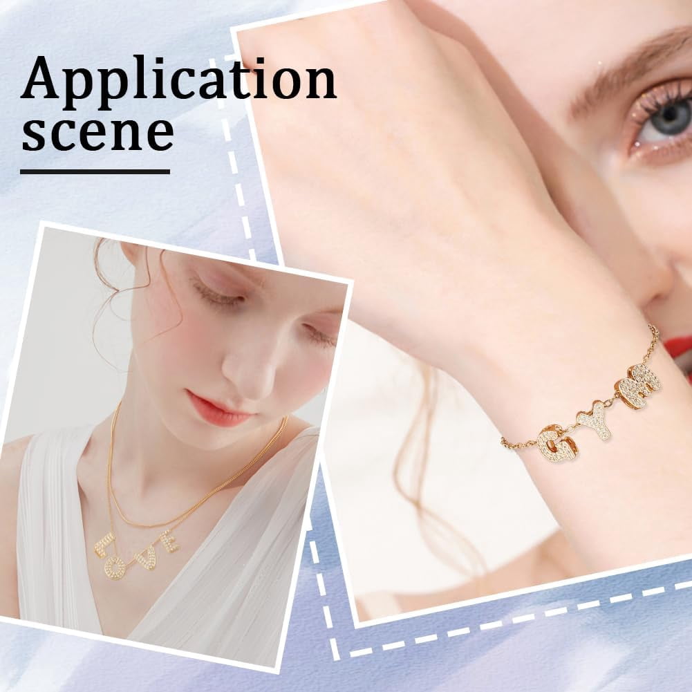 1 Box 26Pcs 26 Styles Cubic Zirconia Letter Charms 18K Gold Plated Brass A-Z Alphabet Charms Beads for Bracelets Necklace Wristbands DIY Jewelry Making Clear