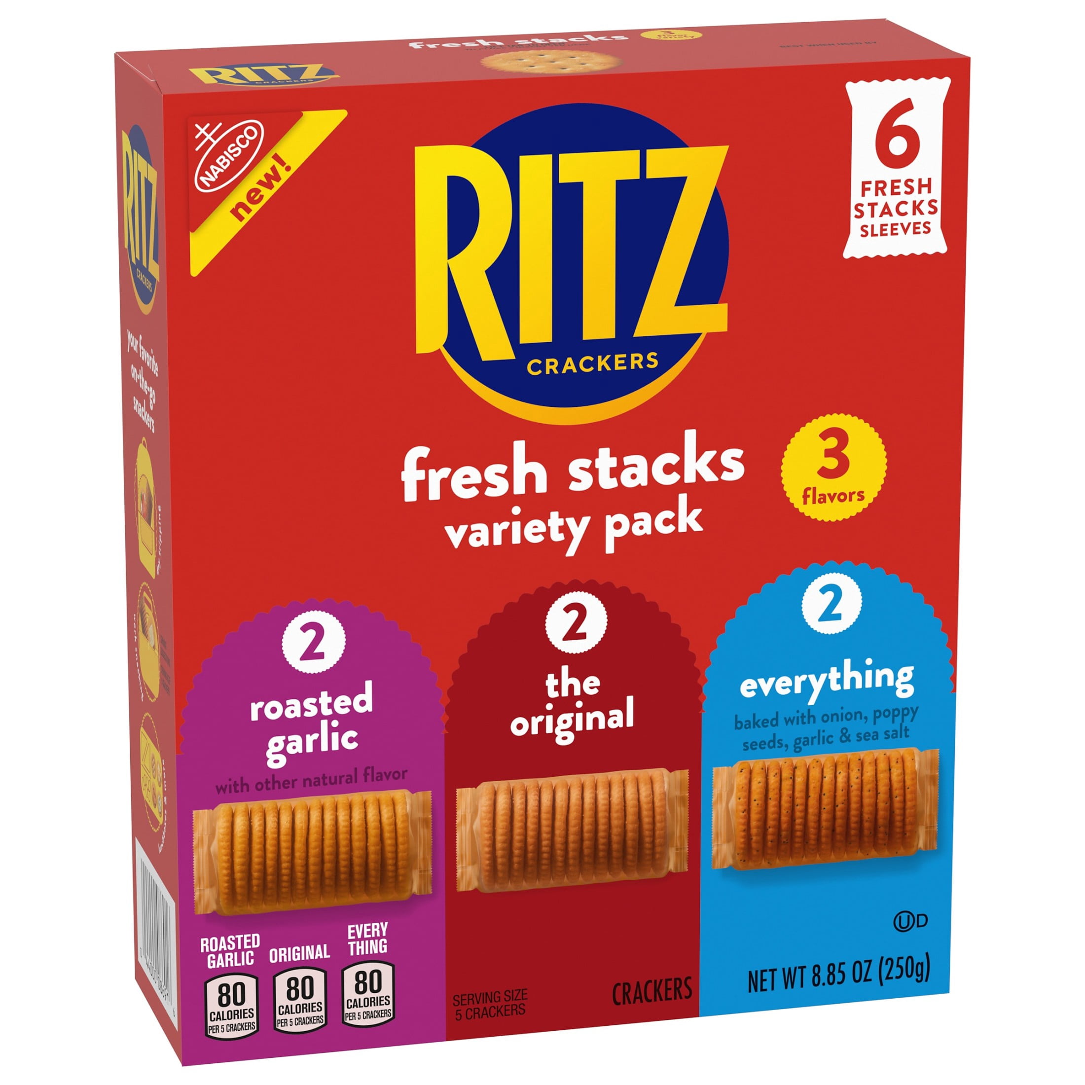 RITZ Fresh Stacks Variety Pack, 3 Flavors, Travel Snacks, 8.85 oz