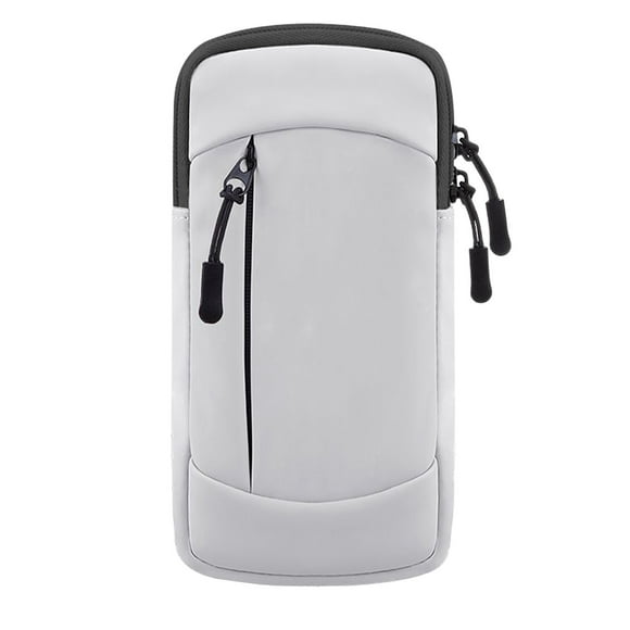Brassard de Course pour Téléphone Gris, Support de Téléphone Ajustable Unisexe, Sangle de Bras D\'entraînement Physique Extérieur avec Design Anti-Transpiration, Pochette Mobile à Double Fermeture Éclair pour Course et Gym