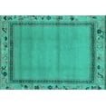 thumbnail image 1 of Ahgly Company Machine Washable Indoor Rectangle Oriental Turquoise Blue Asian Inspired Area Rugs, 3' x 5', 1 of 4