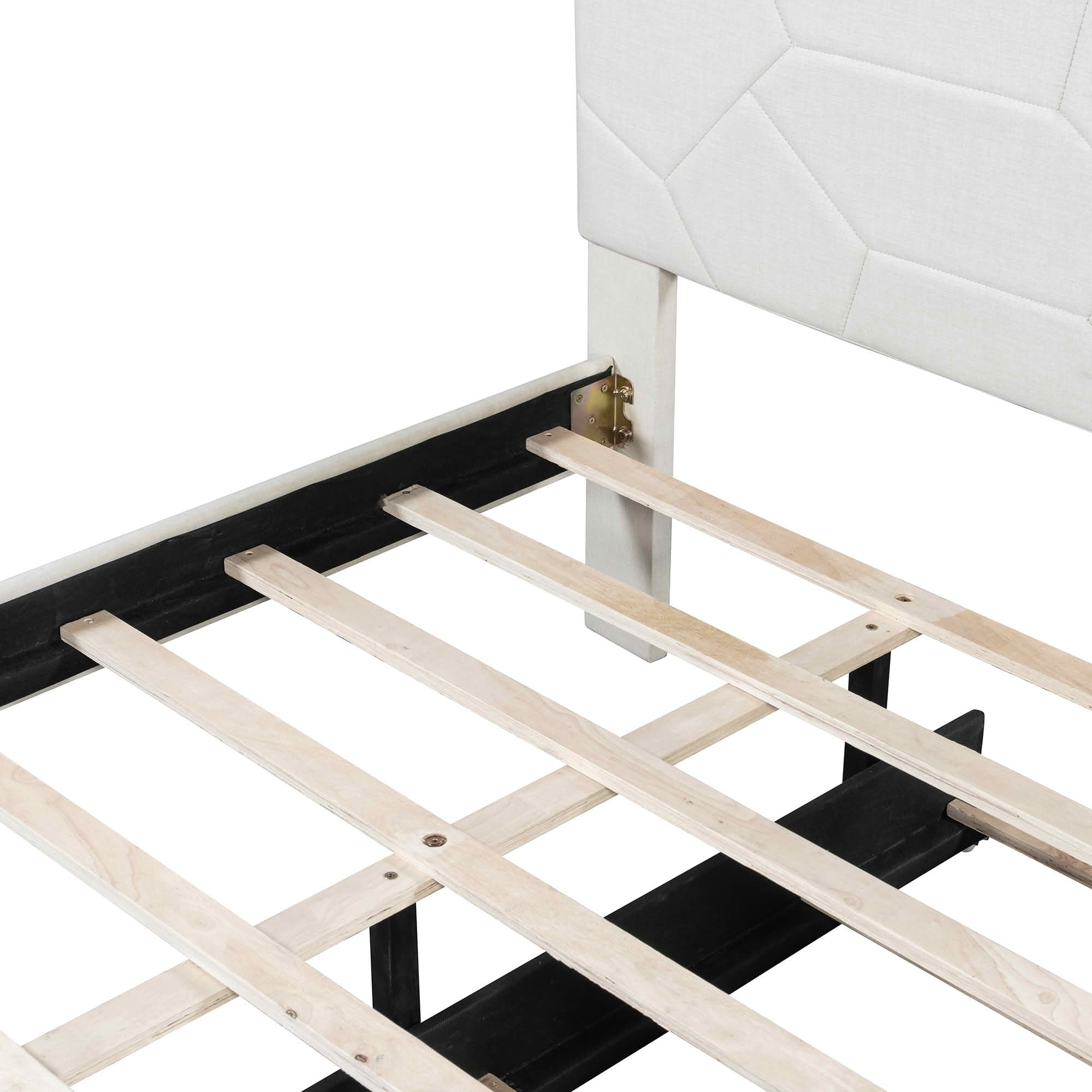 MAYEERTY Brick Pattern Upholstered Platform Bed with Twin XL Trundle, No Box Spring Needed
