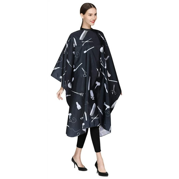 Barber Hair Cutting Cape with Snap Closure, Perfehair Salon haircut Cape Cover for Clients, Black